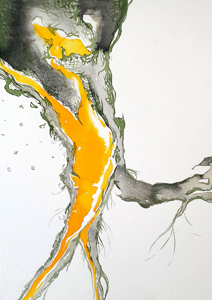Naturstudie, 24x21cm, Tusche auf Papier, 2022