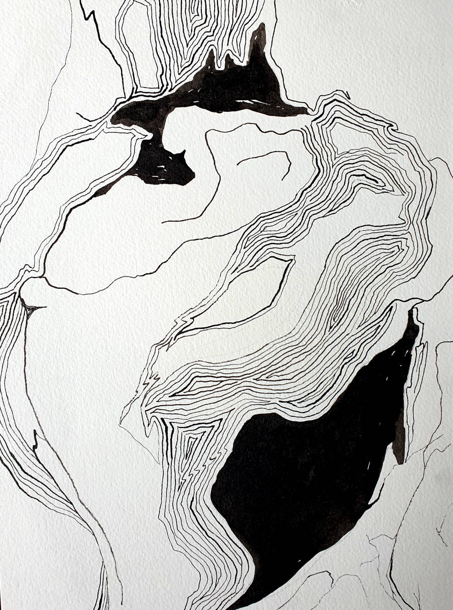 Naturstudie, 30x21cm, Tusche auf Papier, 2022